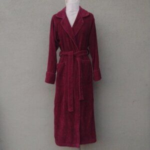 Cypress Burgundy Cotton Velour Long Bathrobe S